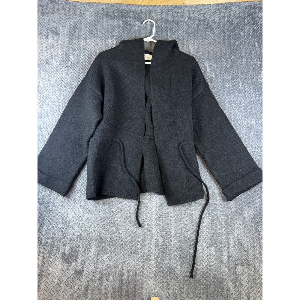 Look By M New York Cardigan Sweater Womens One Size Black Hooded Open Front